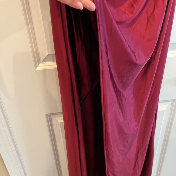 Red Off Shoulder Prom Gown Formal Evening Dress High Slit Elegant Glam Size Lg - Picture 8 of 10